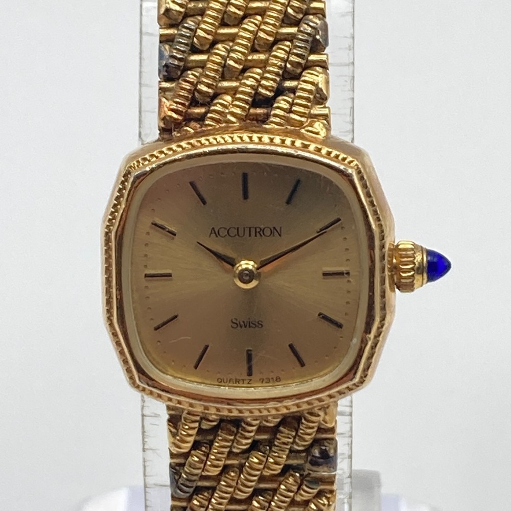 Vintage Bulova Accutron Womens Watch 20mm Gold Tone Swiss New Battery 7" 1981